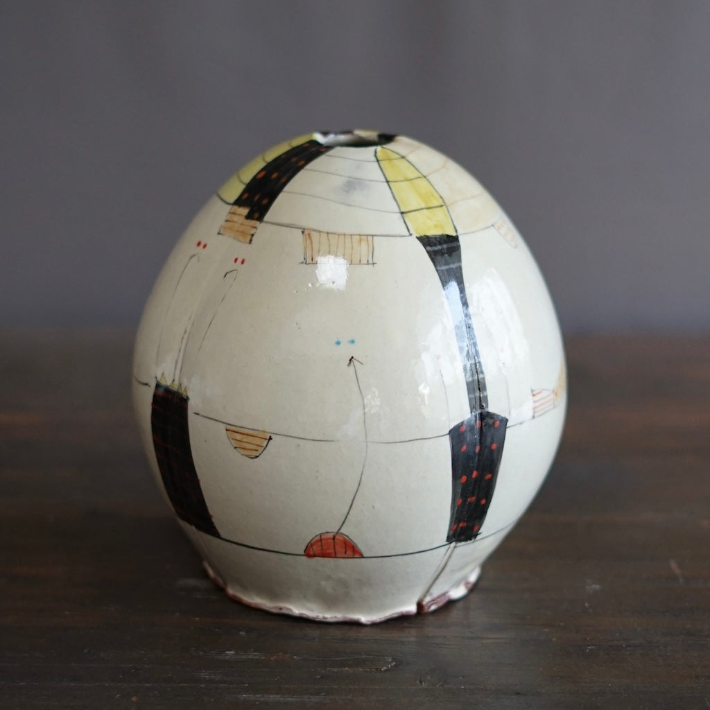 "Schematics" Globe Form Vase #BC82