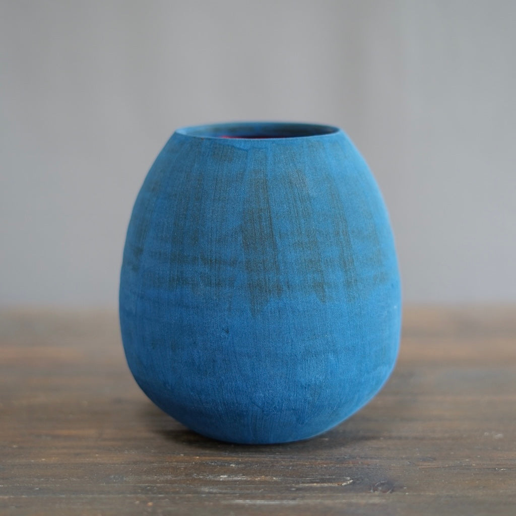 Teal Blue / Red Dino Vase #JT408B