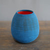 Teal Blue / Red Dino Vase #JT408B