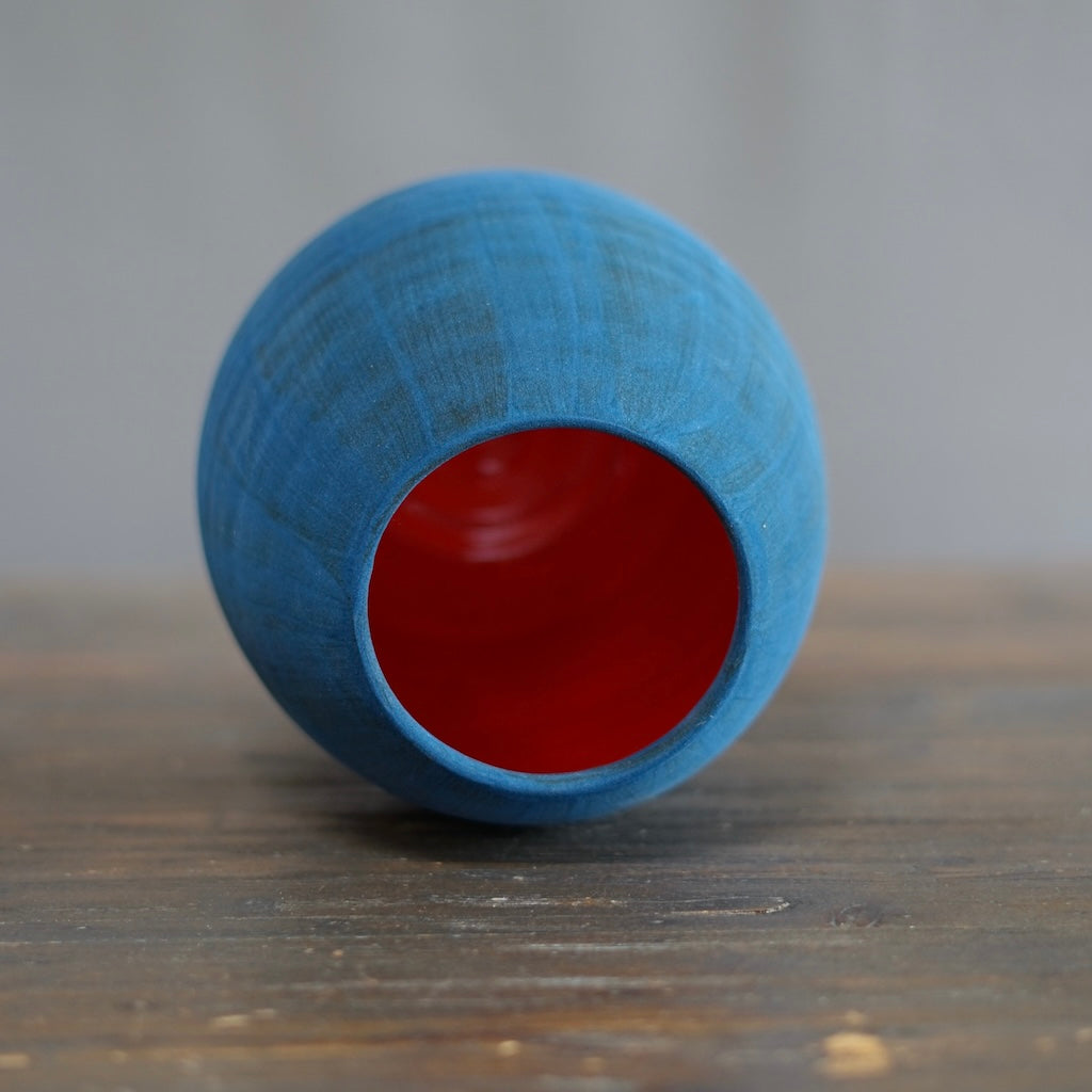 Teal Blue / Red Dino Vase #JT408B