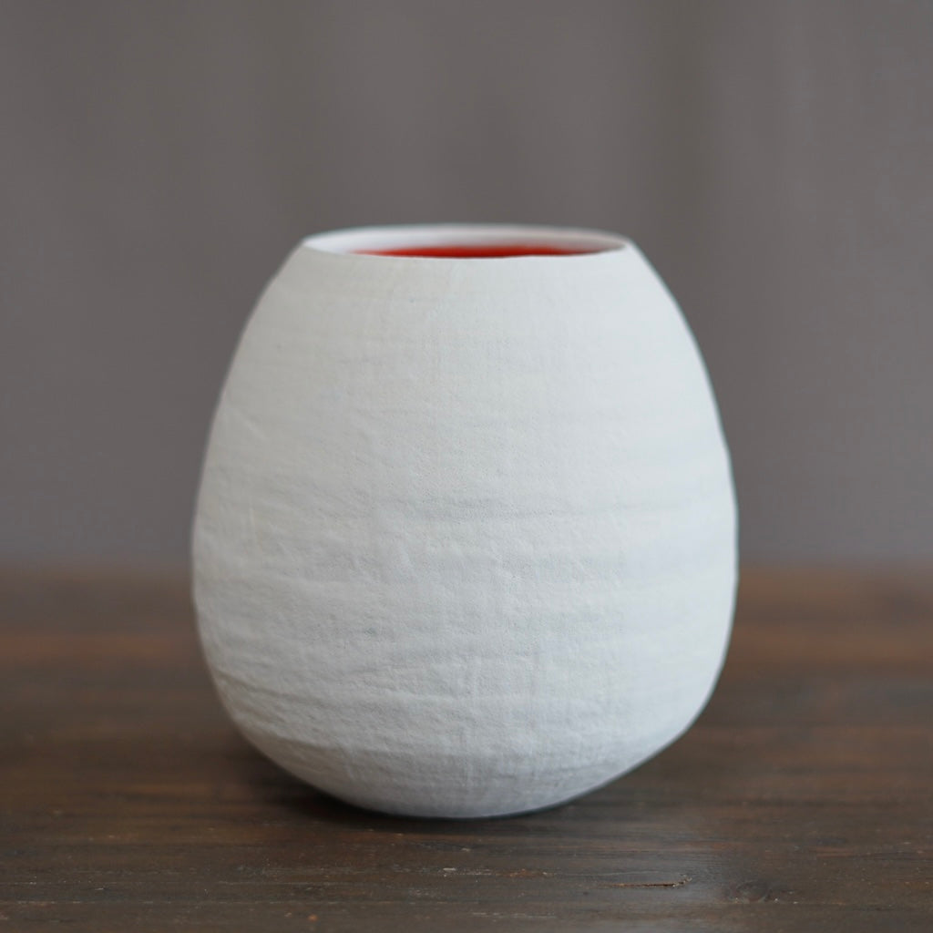 White / Red Dino Vase #JT408D