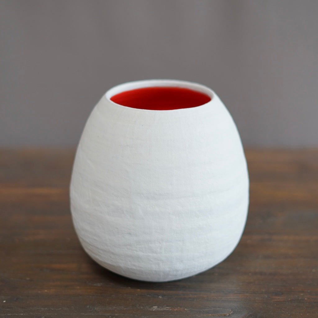 White / Red Dino Vase #JT408D