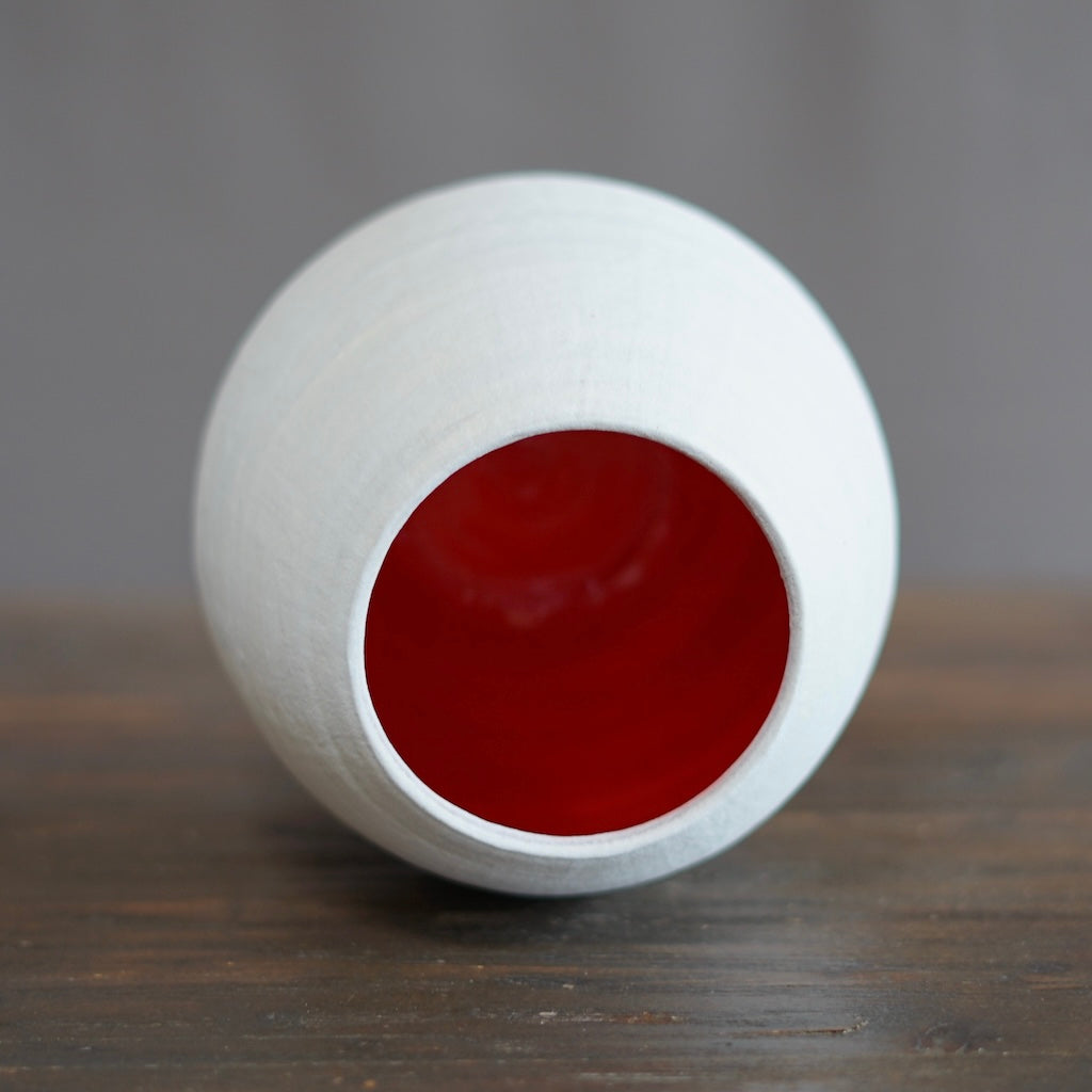 White / Red Dino Vase #JT408D