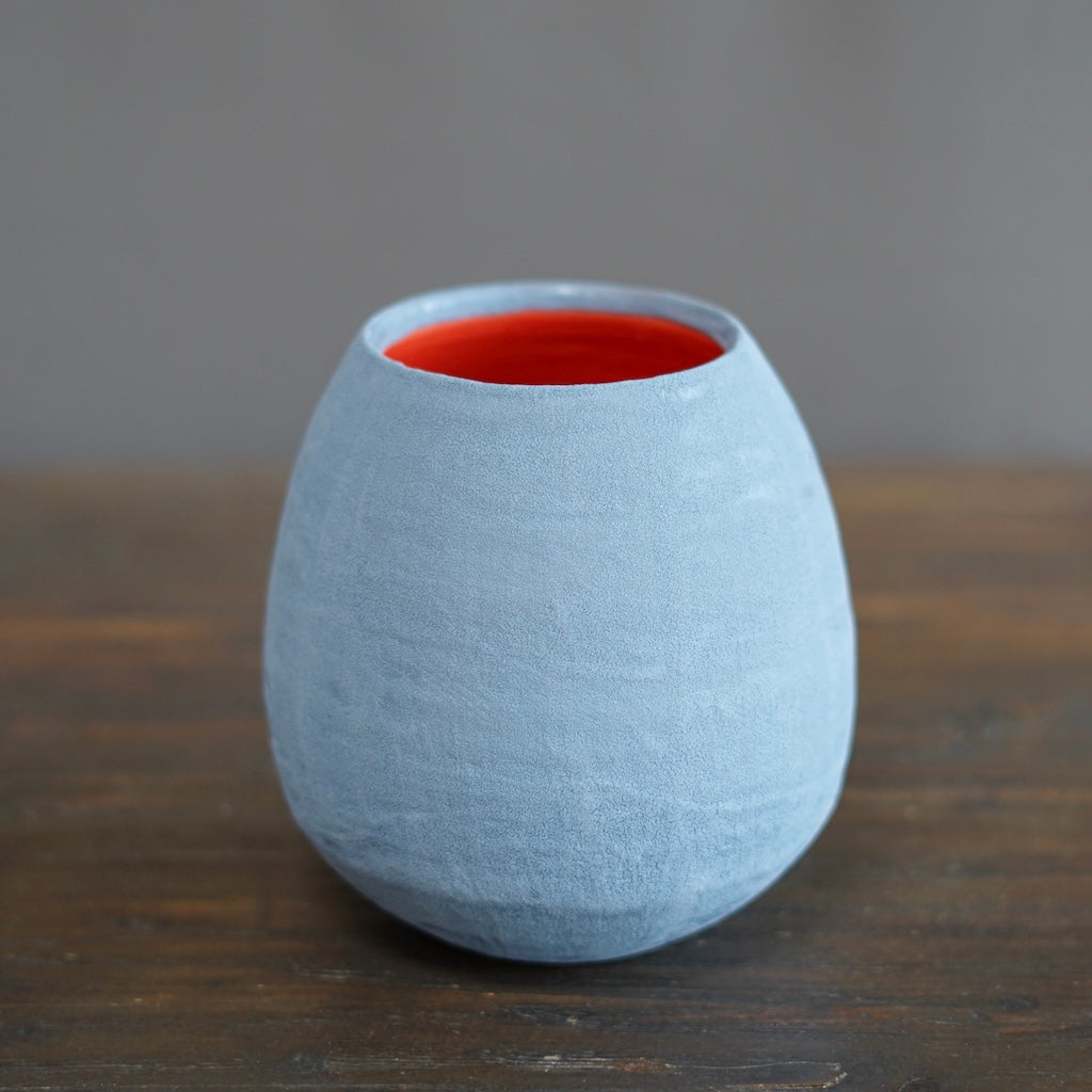 Silver Grey / Red Dino Vase #JT409A