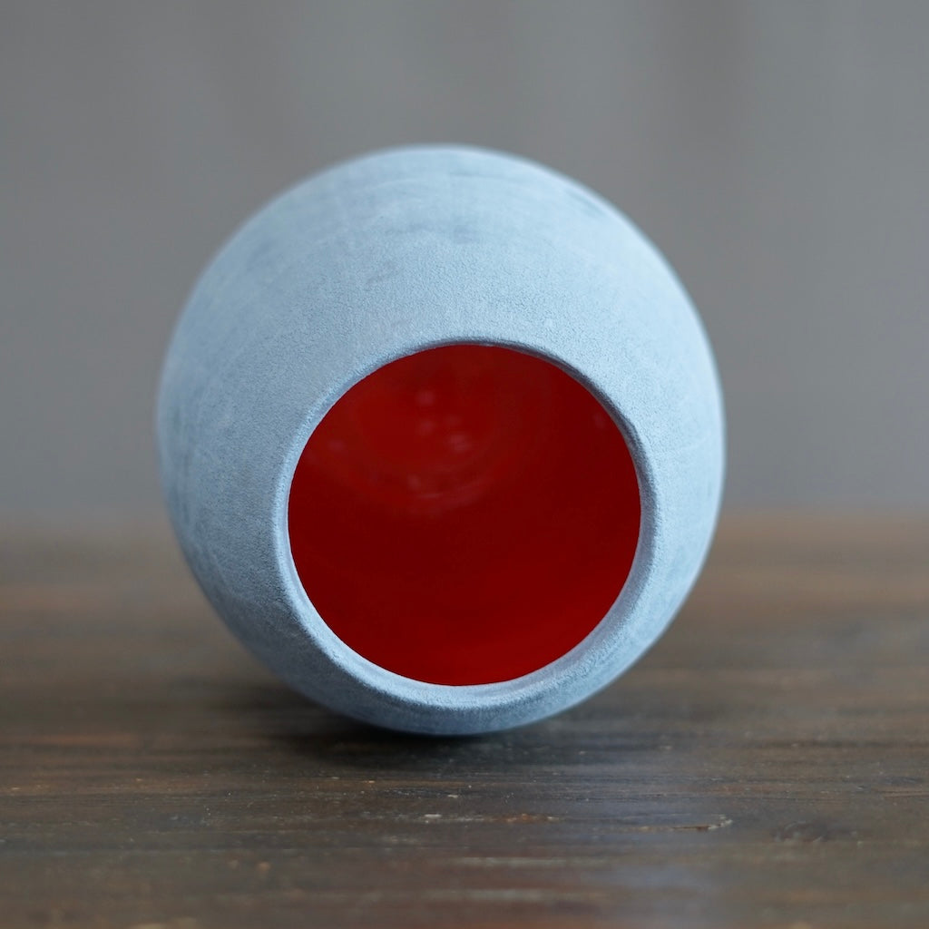 Silver Grey / Red Dino Vase #JT409A