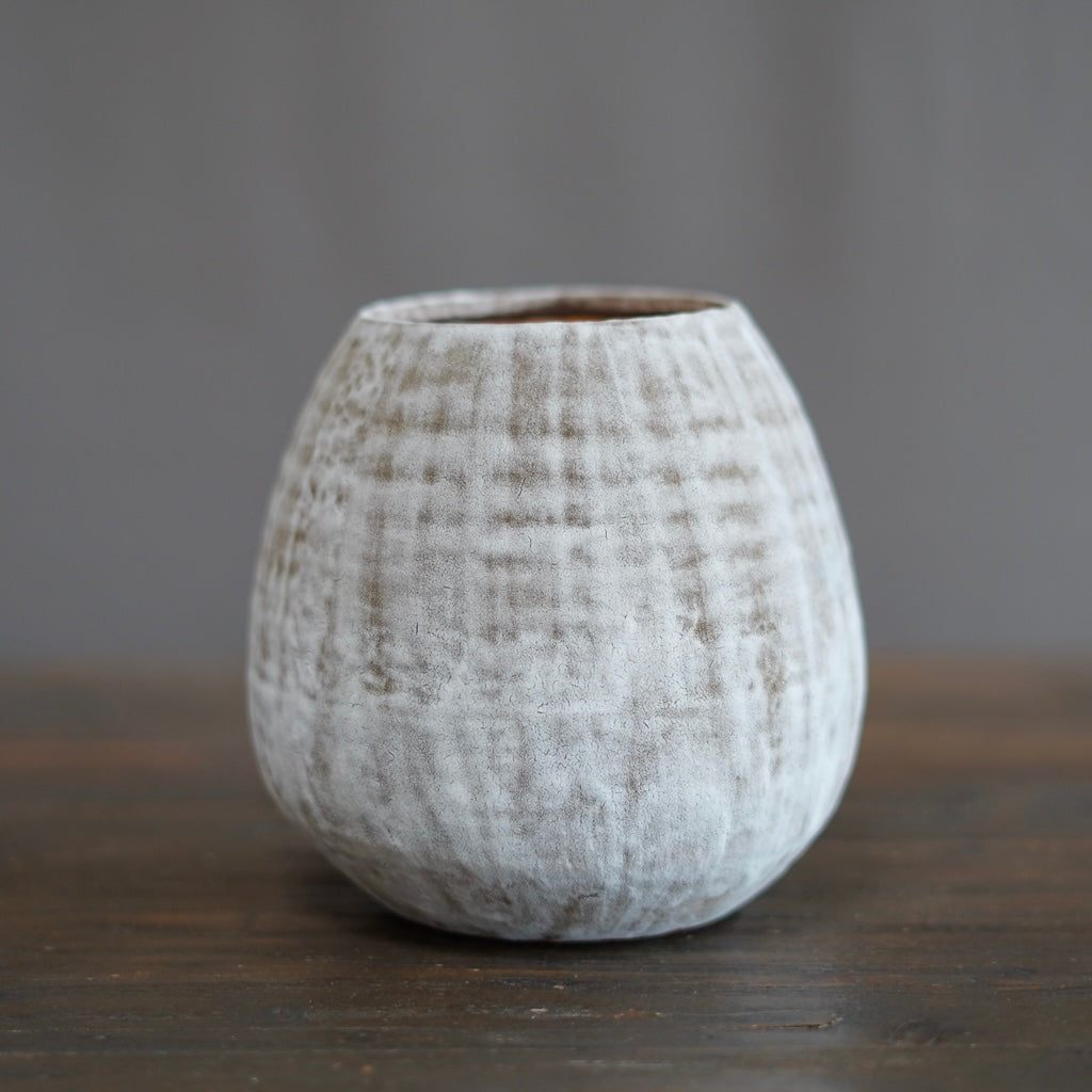 Snowy Brown / Orange Dino Vase #JT409B