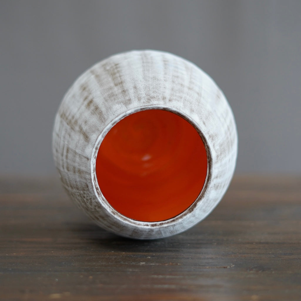 Snowy Brown / Orange Dino Vase #JT409B