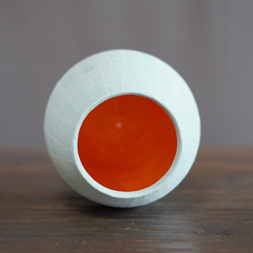 Robins Egg / Orange Dino Vase #JT409C