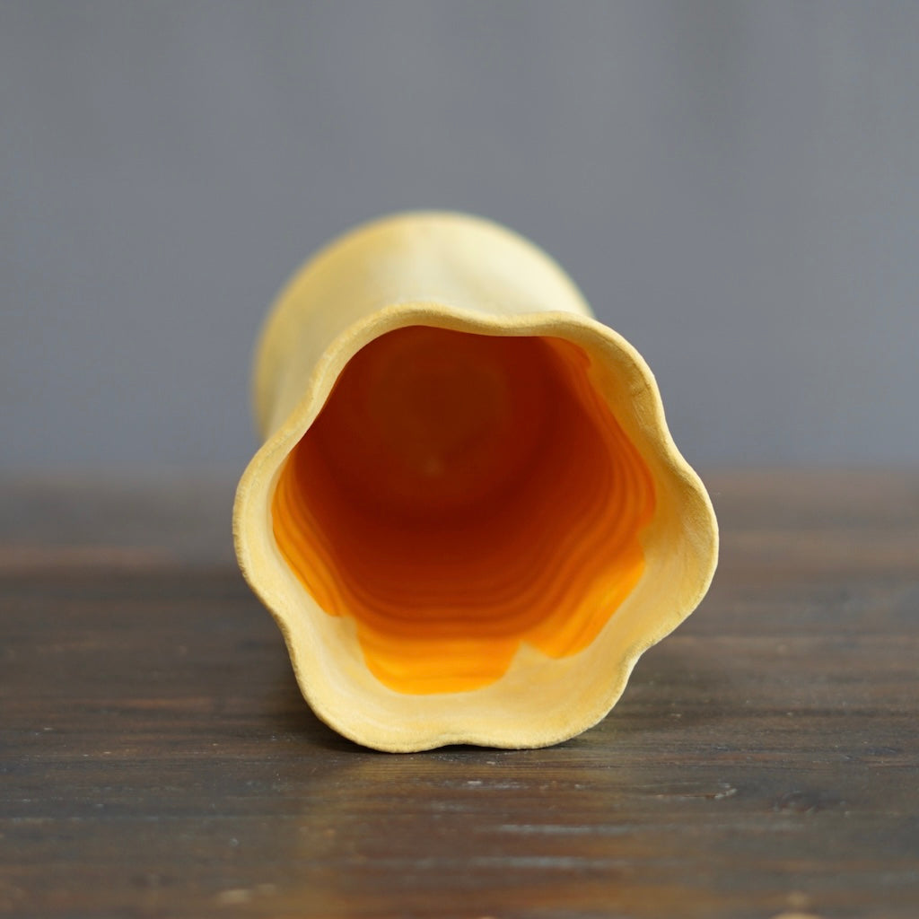 Yellow / Orange Fluted Vase #JT412