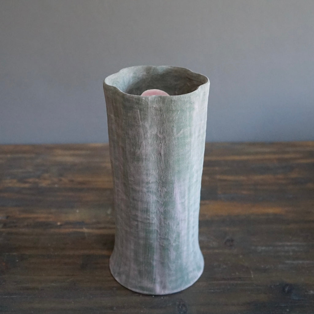 Fluted Vase Green / Pink #JT356E