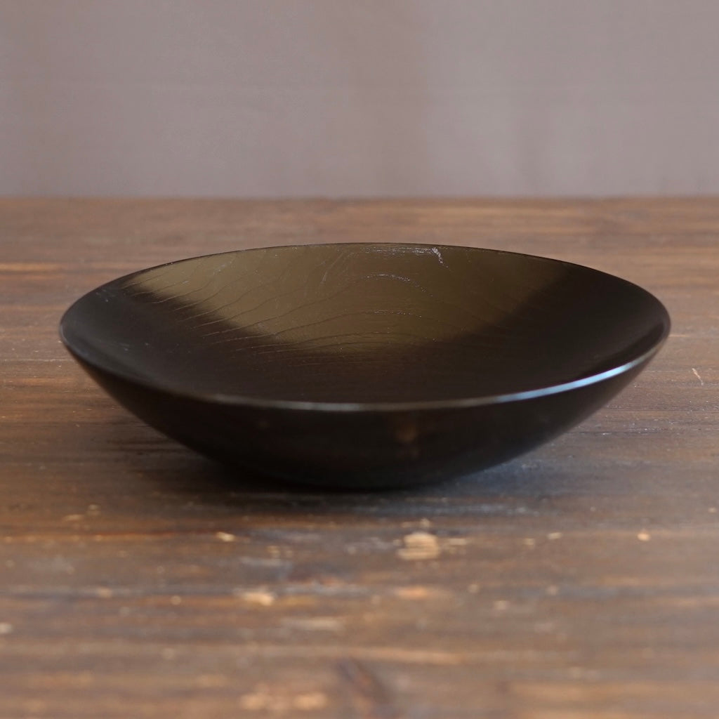 Black Japanese Zelkova Shallow Lacquer Bowl #G4712BKA
