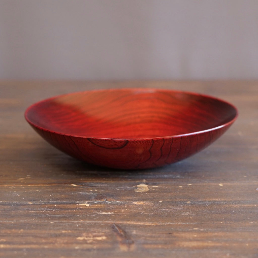 Red Japanese Zelkova Lacquer Shallow Bowl #G4711A