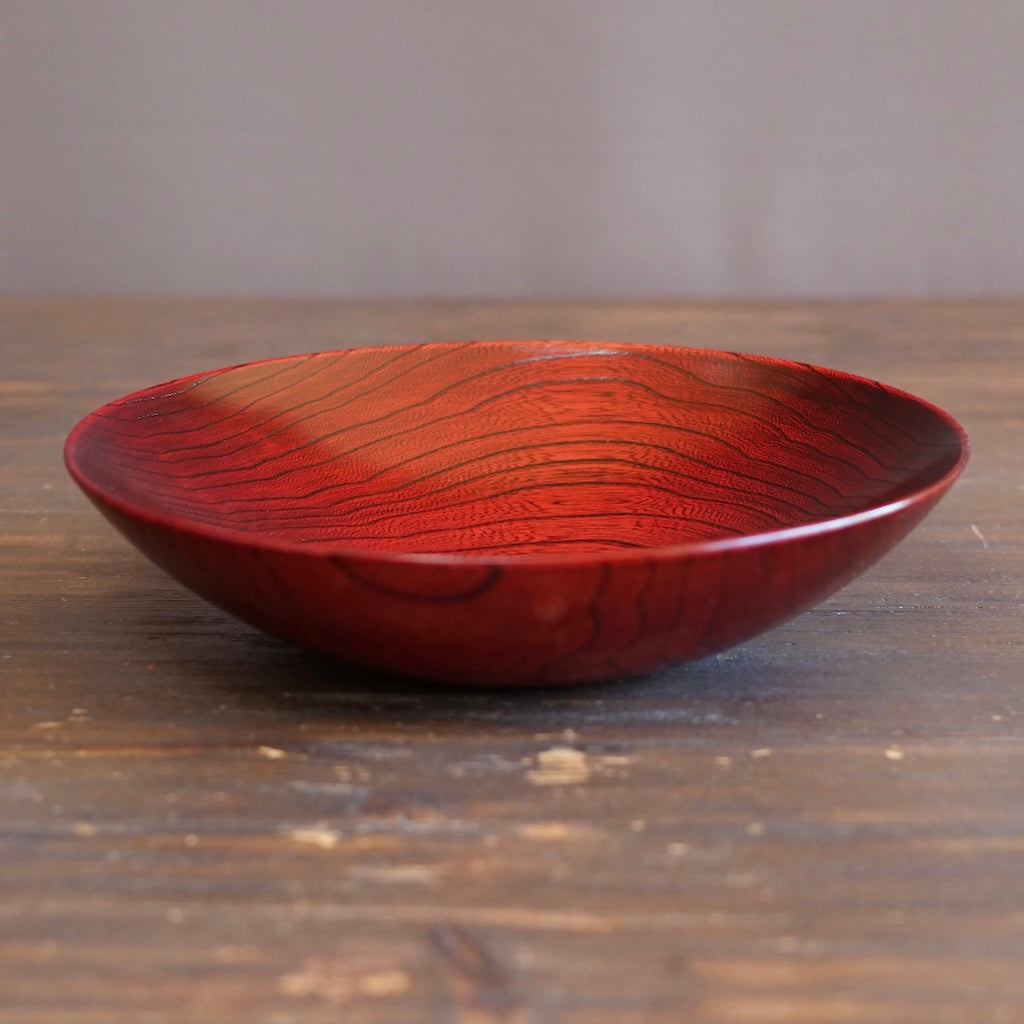 Red Japanese Zelkova Lacquer Shallow Bowl #G4711A