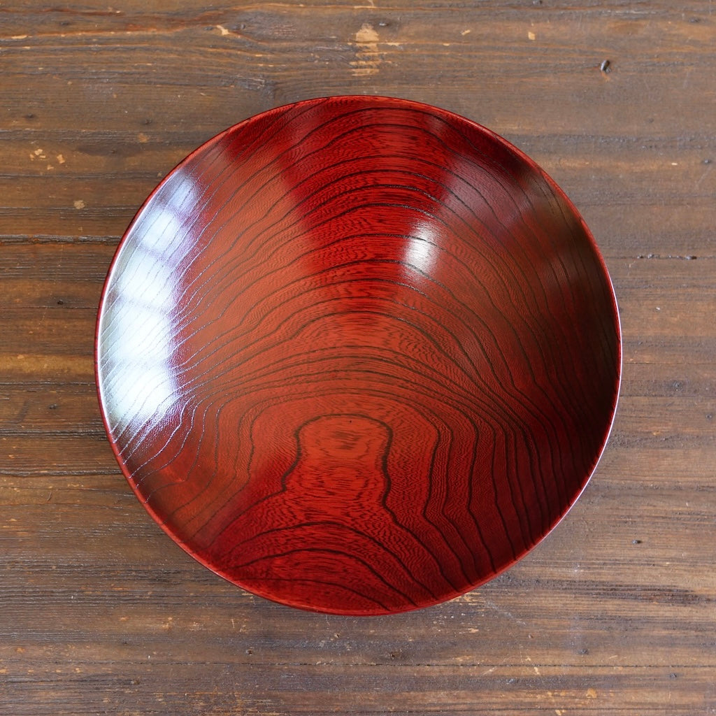 Red Japanese Zelkova Lacquer Shallow Bowl #G4711A