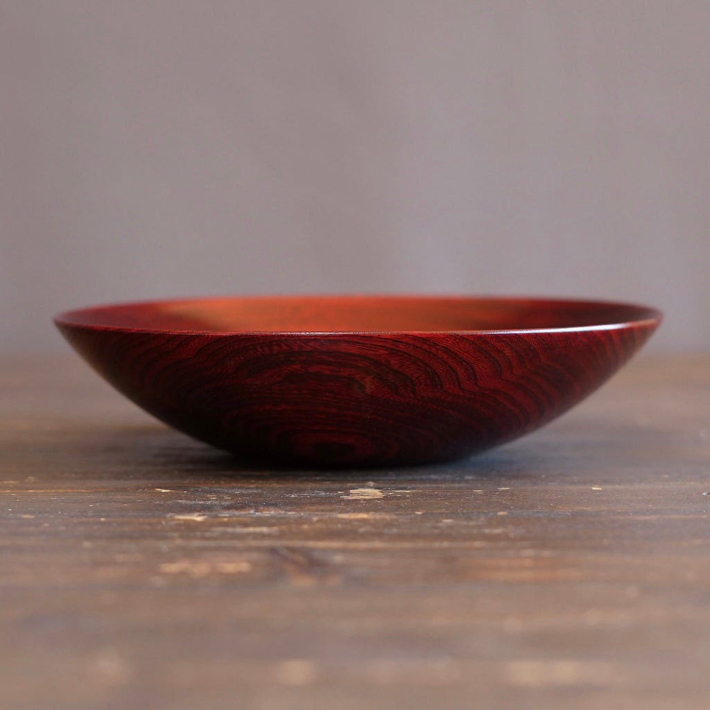 Red Japanese Zelkova Lacquer Shallow Bowl #G4711B