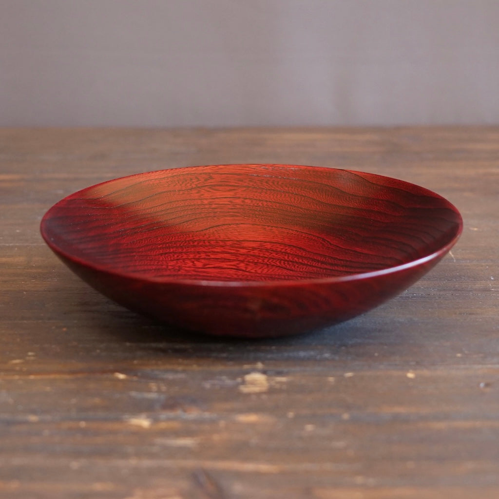 Red Japanese Zelkova Lacquer Shallow Bowl #G4711B