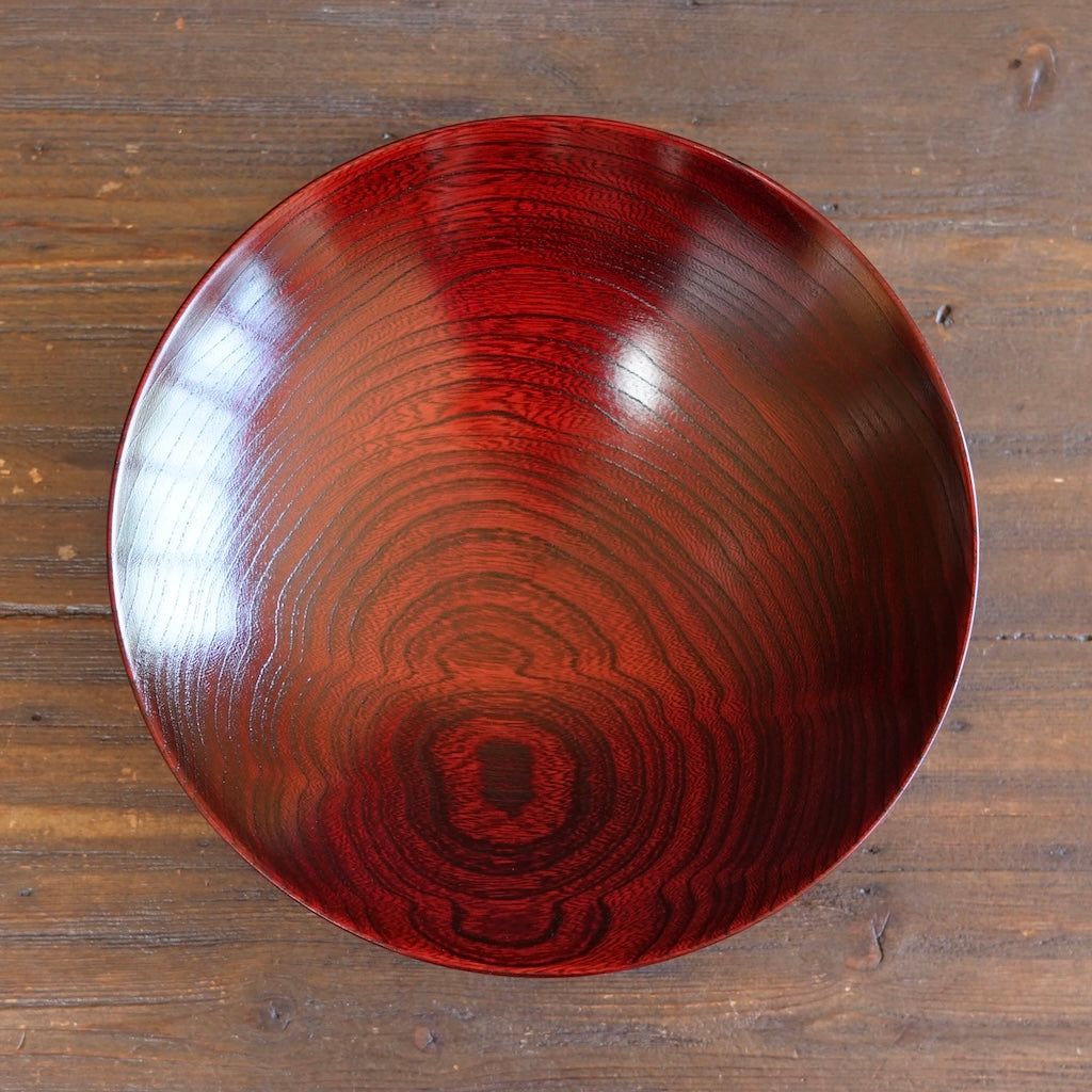 Red Japanese Zelkova Lacquer Shallow Bowl #G4711B