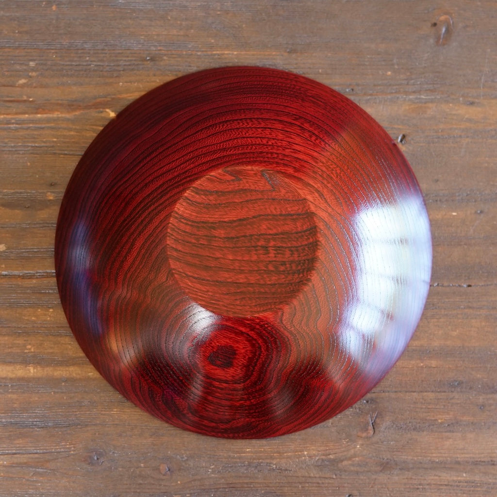Red Japanese Zelkova Lacquer Shallow Bowl #G4711B
