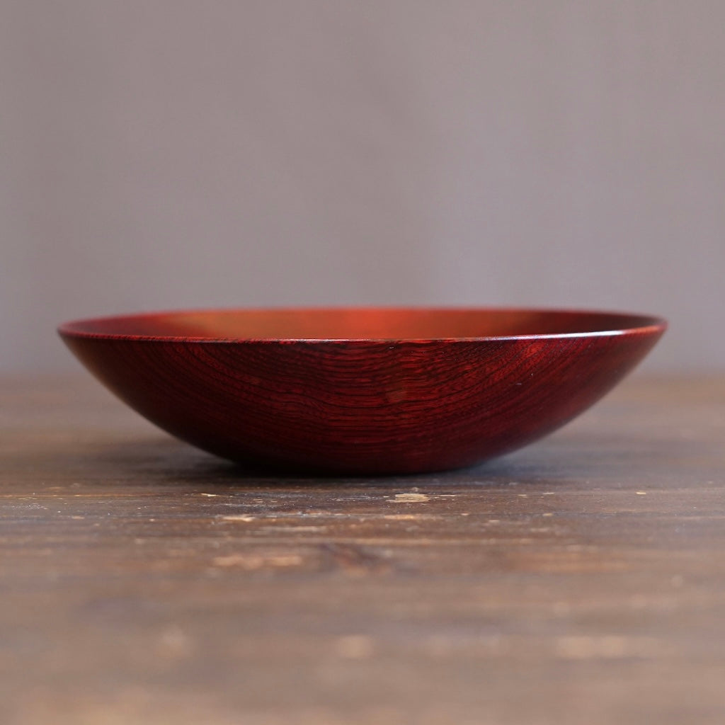 Red Japanese Zelkova Lacquer Shallow Bowl #G4711C