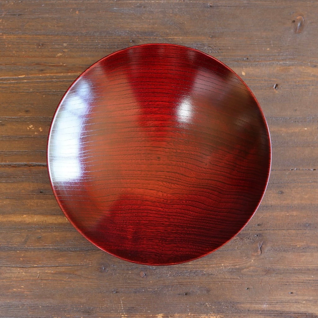 Red Japanese Zelkova Lacquer Shallow Bowl #G4711C