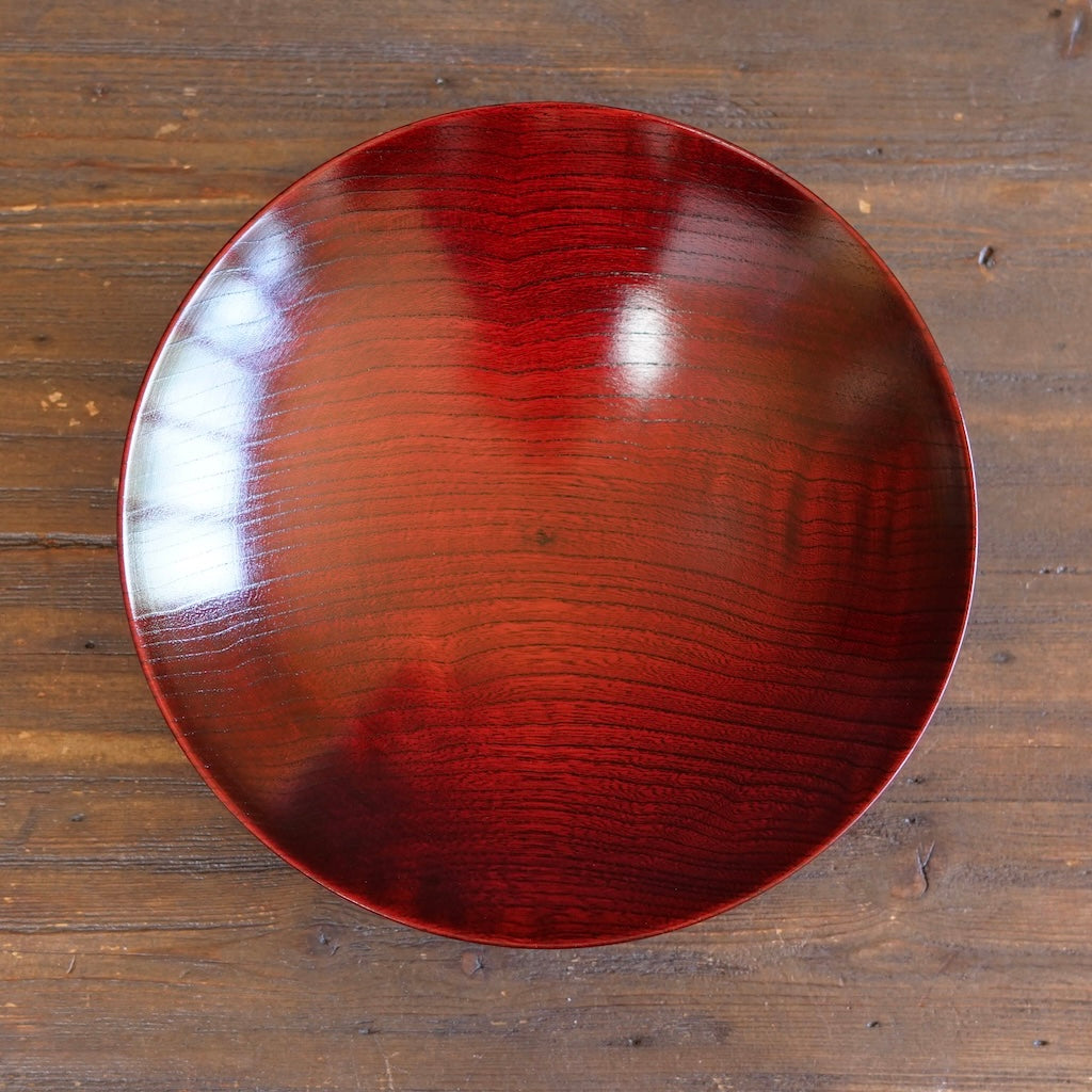 Red Japanese Zelkova Lacquer Shallow Bowl #G4711D
