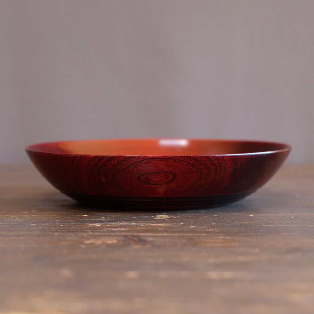 Red Japanese Zelkova Lacquer Serving Bowl #474A