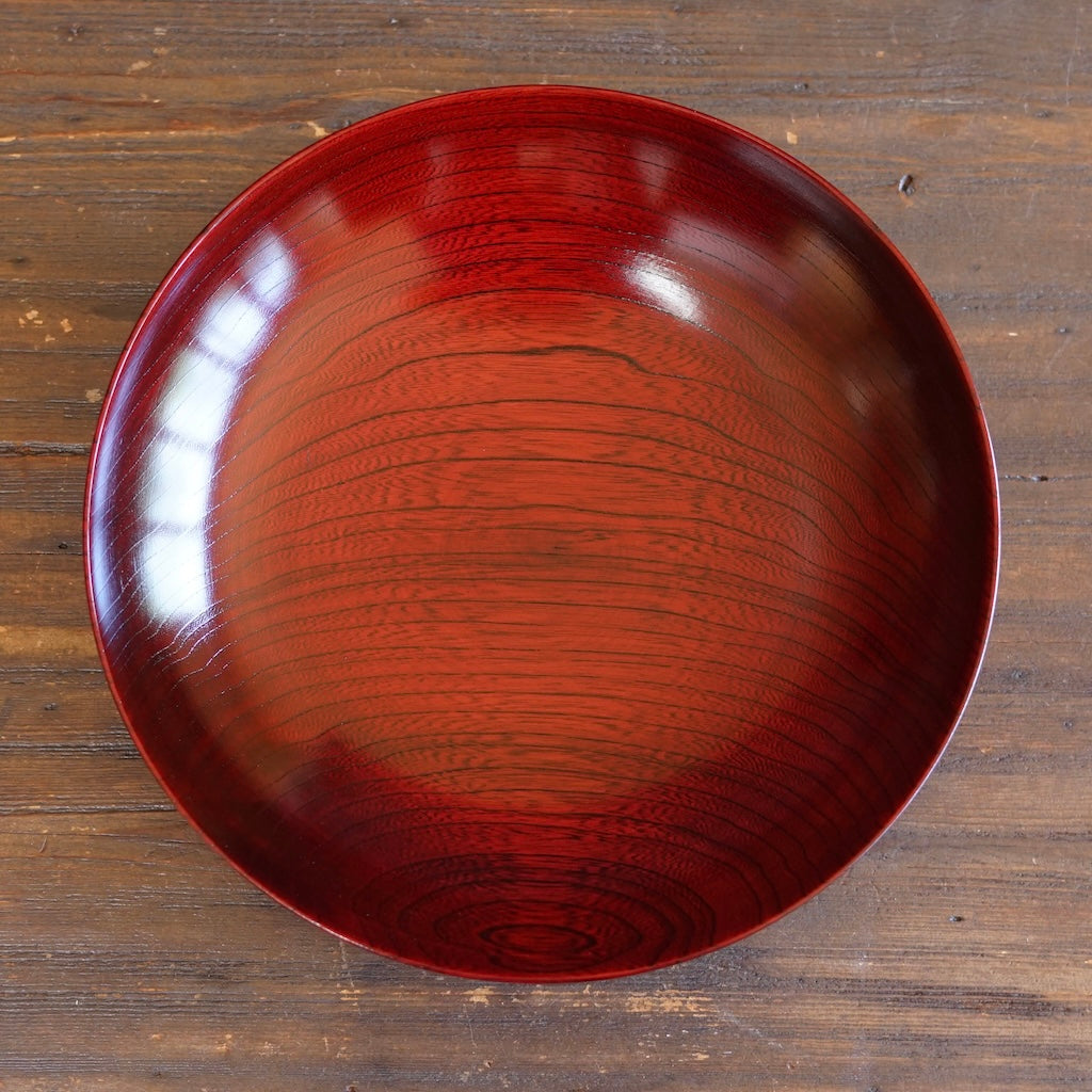 Red Japanese Zelkova Lacquer Serving Bowl #474A