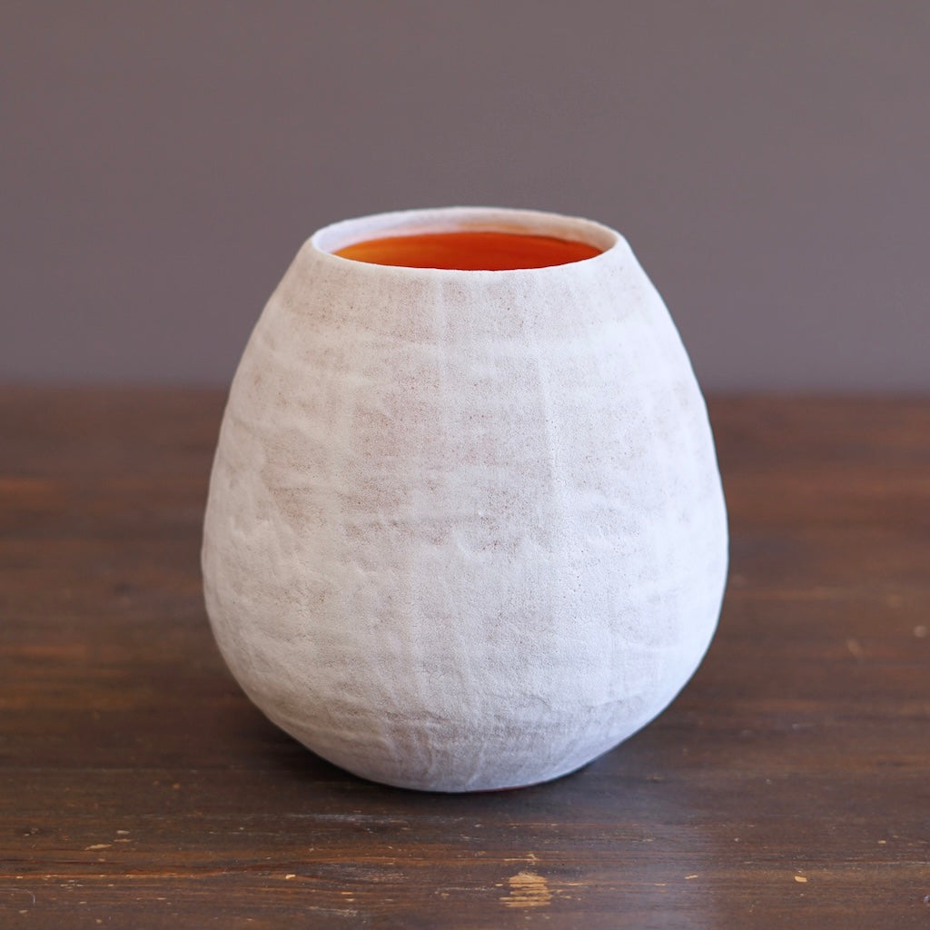 White / Orange Dino Vase #JT437A