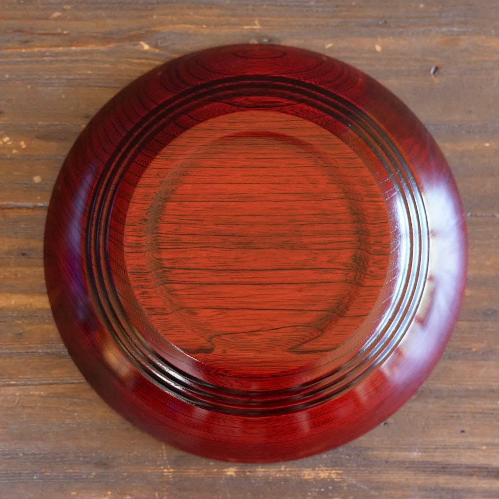 Red Japanese Zelkova Lacquer Serving Bowl #474A