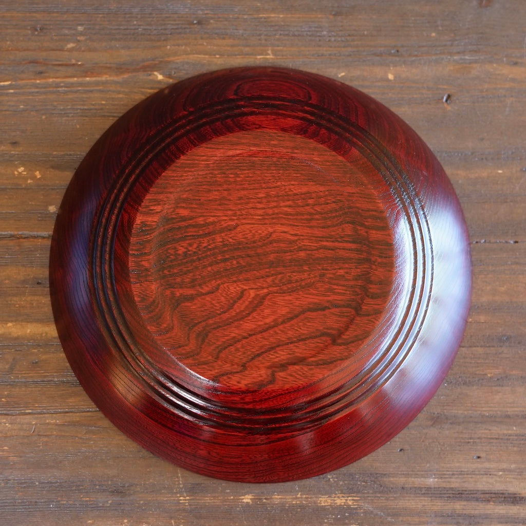 Red Japanese Zelkova Lacquer Serving Bowl #474B