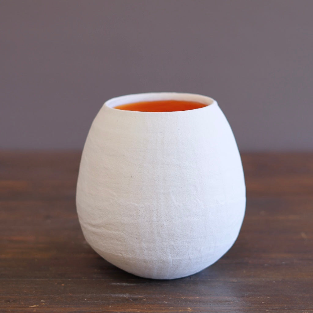 White / Orange Dino Vase #JT437C