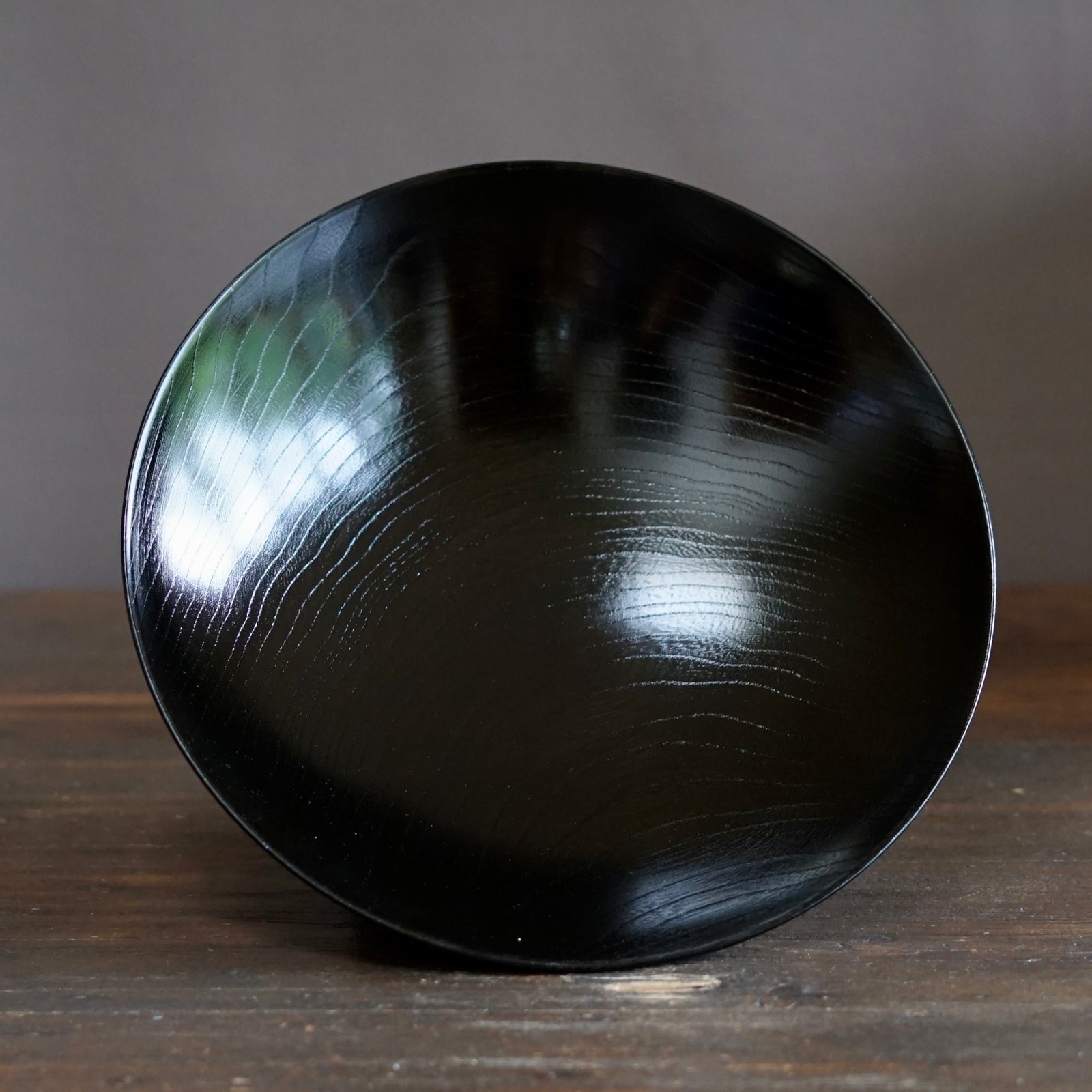 Black Japanese Zelkova Shallow Lacquer Bowl #G4712BKA