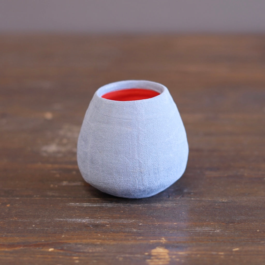 Silver Grey / Red mini Dino Vase #JT438A