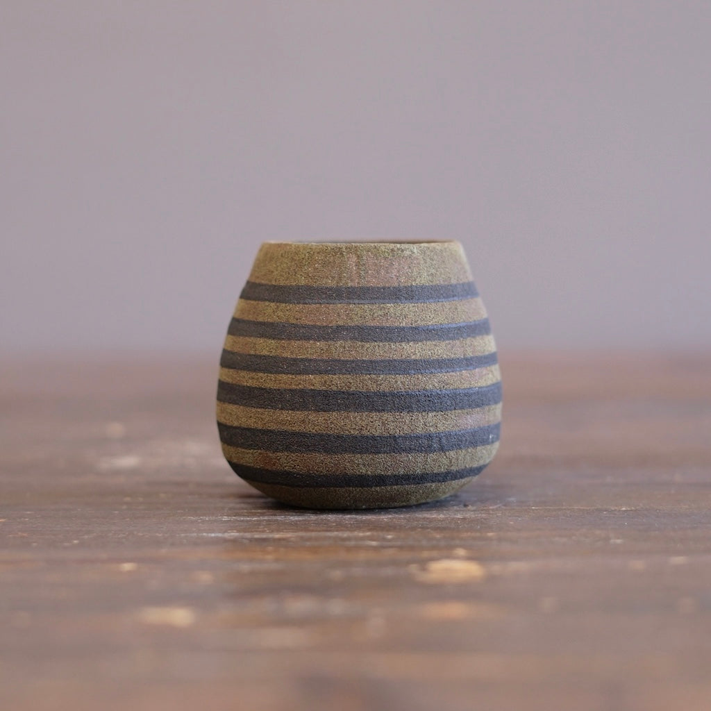 Brown Stripes / Orange mini Dino Vase #JT438G