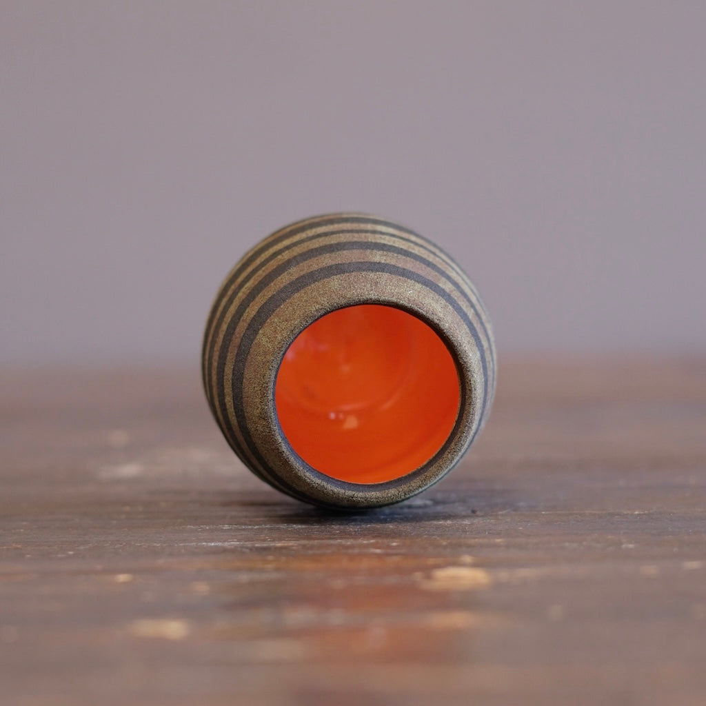 Brown Stripes / Orange mini Dino Vase #JT438G