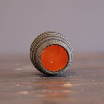 Brown Stripes / Orange mini Dino Vase #JT438G