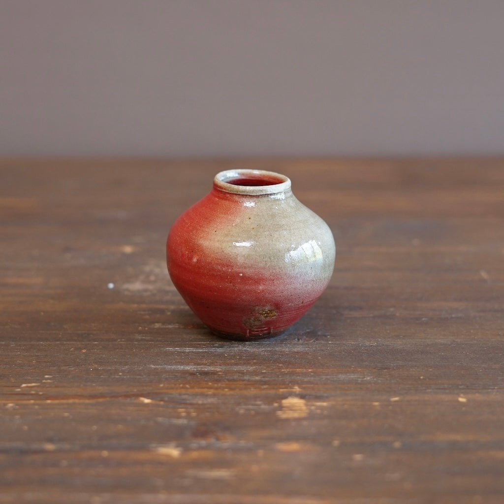 Wood Fired Red Flower Vase #SY927