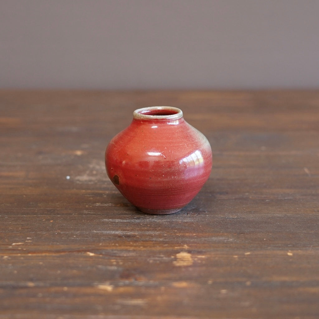 Wood Fired Red Flower Vase #SY927