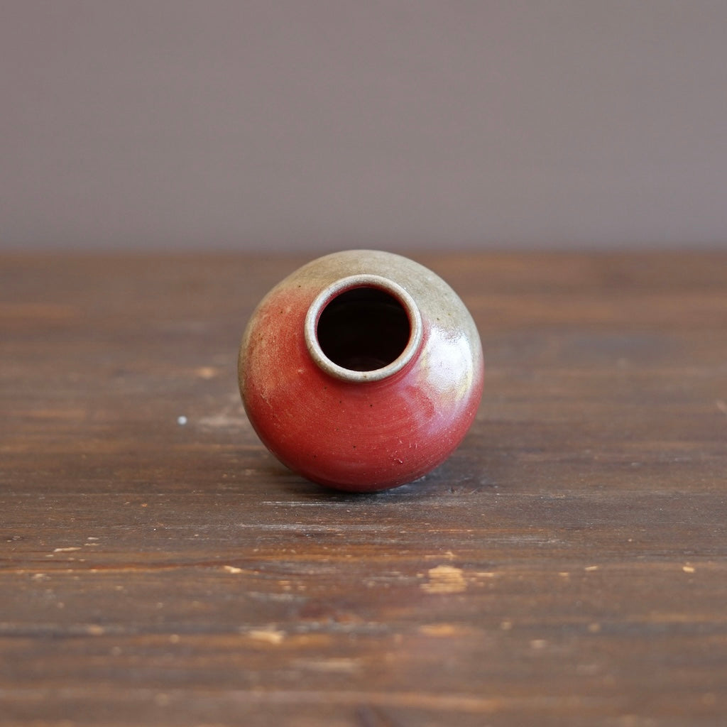 Wood Fired Red Flower Vase #SY927