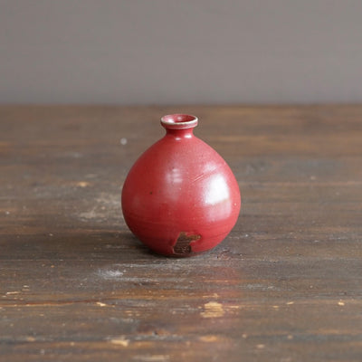 Wood Fired Red Bottle Vase #SY928