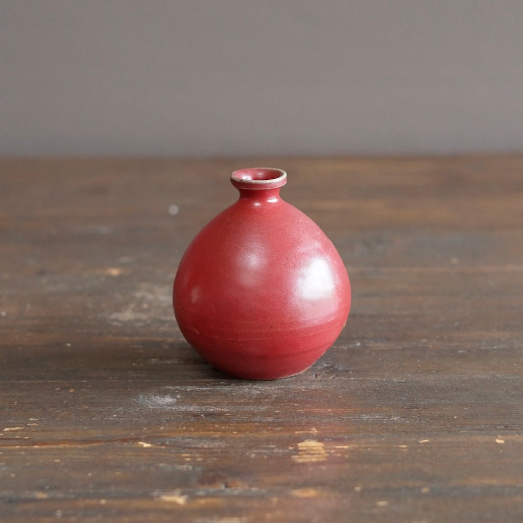 Wood Fired Red Bottle Vase #SY928