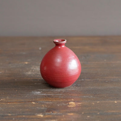 Wood Fired Red Bottle Vase #SY928