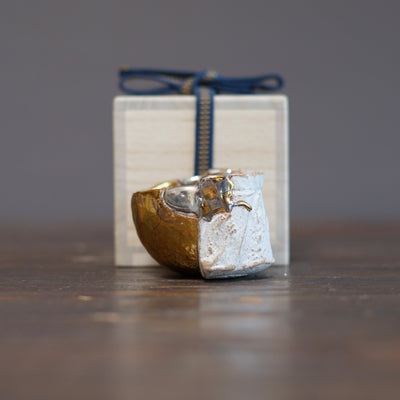Half and Half Gilded Cloud GUINOMI Sake Cup #HT518