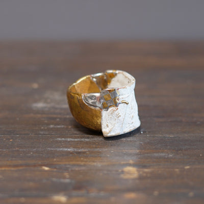 Half and Half Gilded Cloud GUINOMI Sake Cup #HT518