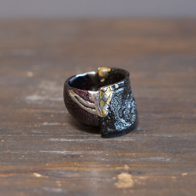 Half and Half Gilded Earth GUINOMI Sake Cup #HT519