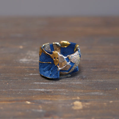 Half and Half Gilded Ocean GUINOMI Sake Cup #HT522