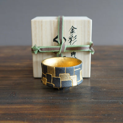 Gilded Geometric Inlay GUINOMI Sake Cup #OMT100A