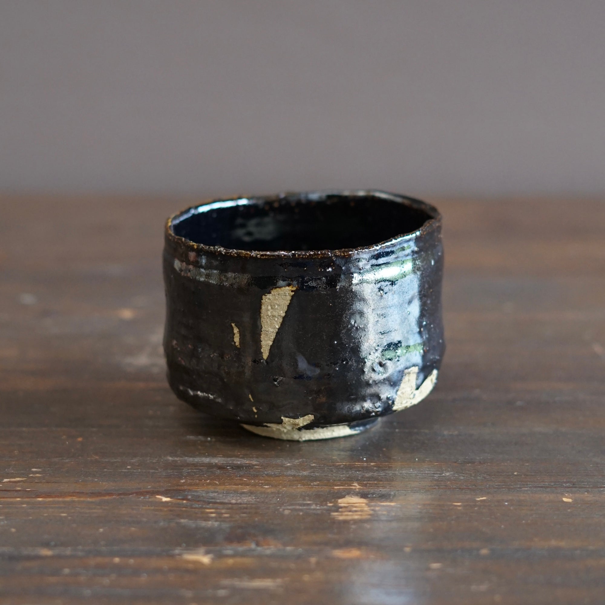 HIKIDASHI GURO "Black Silver" Tea Ceremony Bowl #FQ760B