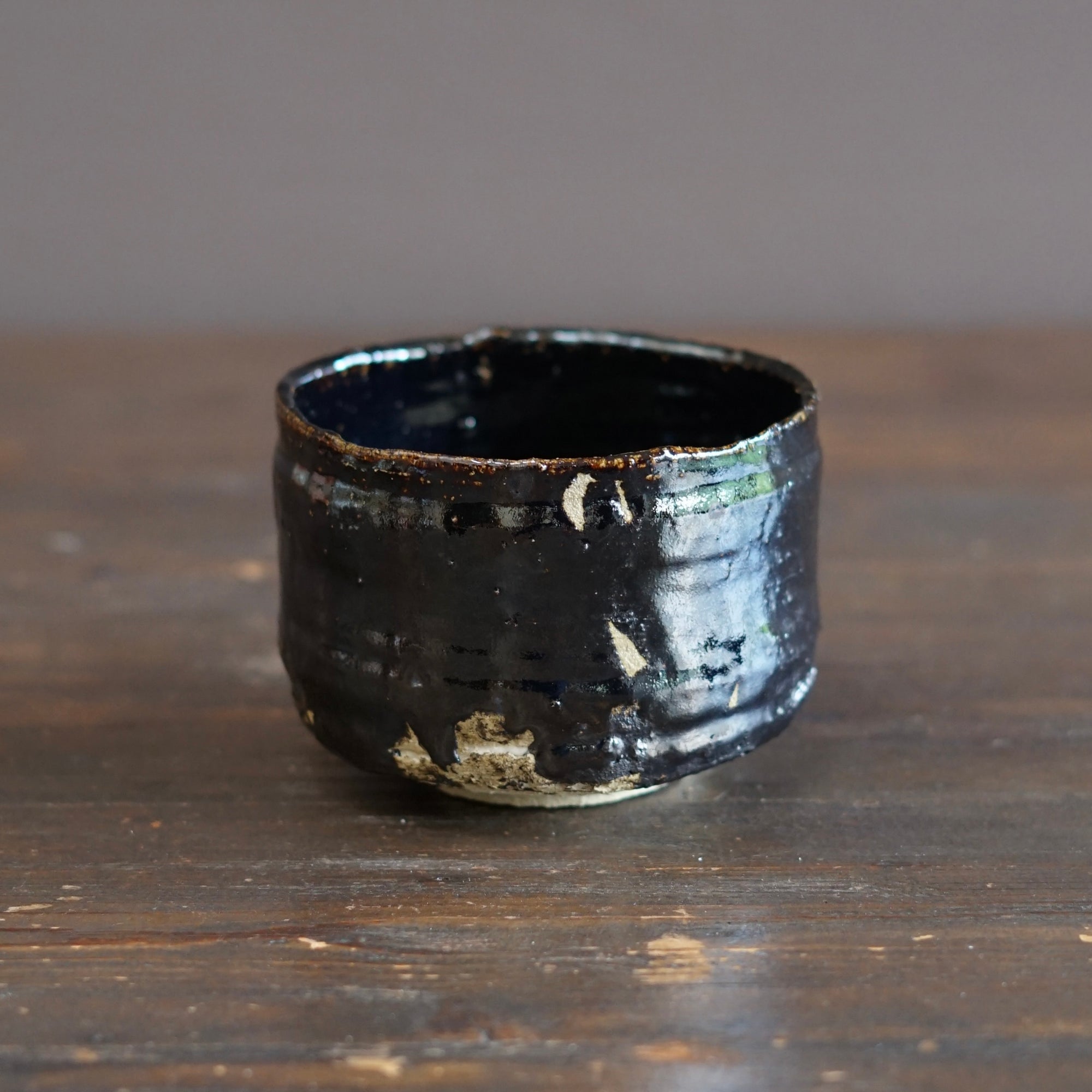HIKIDASHI GURO "Black Silver" Tea Ceremony Bowl #FQ760B