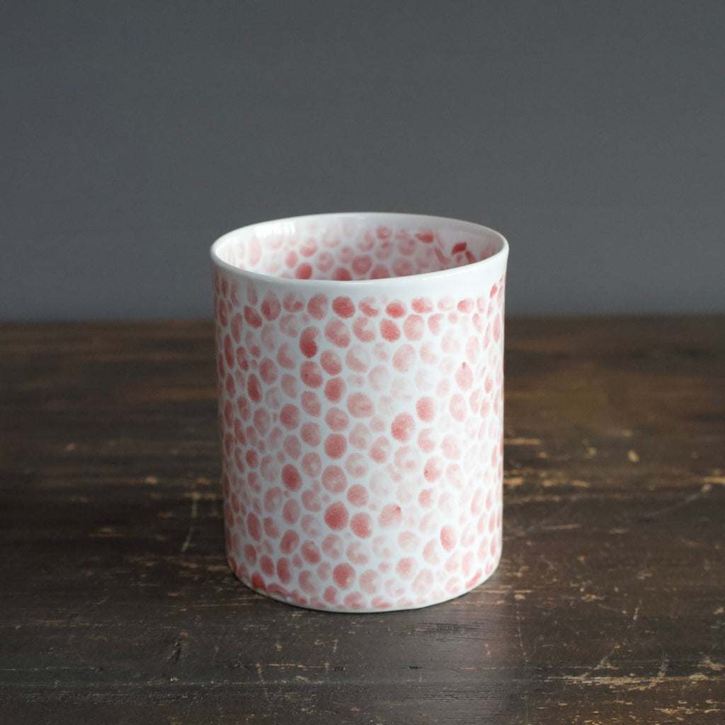 Red Dots Large Cylinder Vase #LK752B